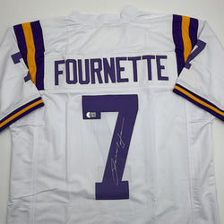 Autographed/Signed Leonard Fournette LSU White College Football Jersey Beckett BAS COA