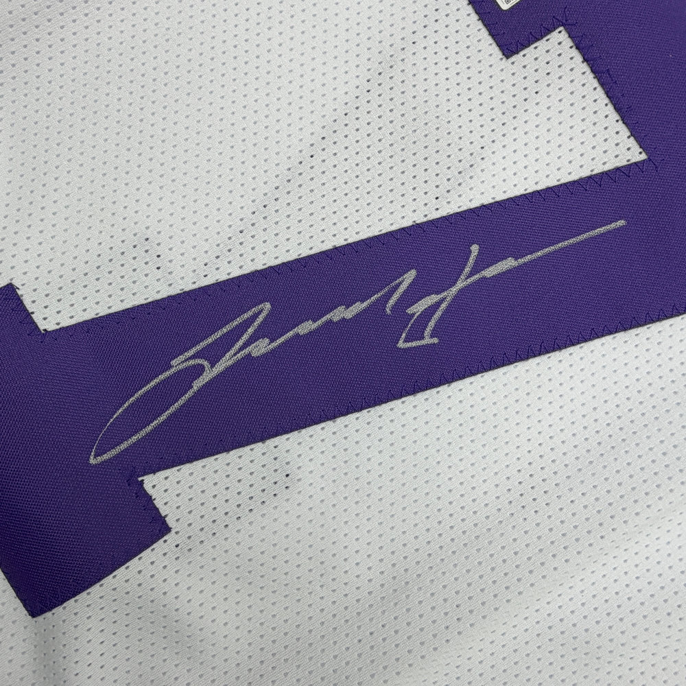Autographed/Signed Leonard Fournette LSU White College Football Jersey Beckett BAS COA