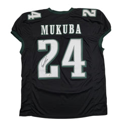 Autographed/Signed Andrew Mukuba Philadelphia Black Pro Cut Football Jersey JSA COA