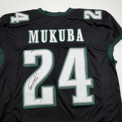 Autographed/Signed Andrew Mukuba Philadelphia Black Pro Cut Football Jersey JSA COA