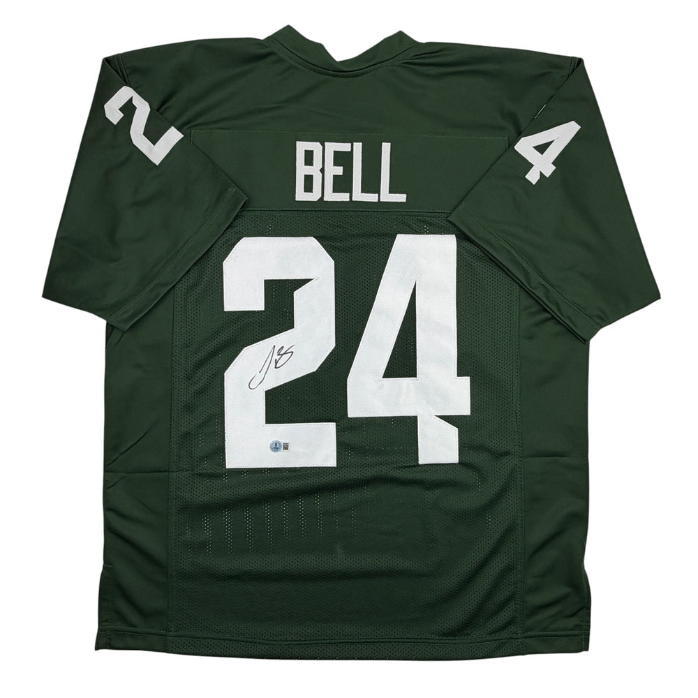 Autographed/Signed Le'Veon LeVeon Bell Michigan State Green College Football Jersey Beckett BAS COA