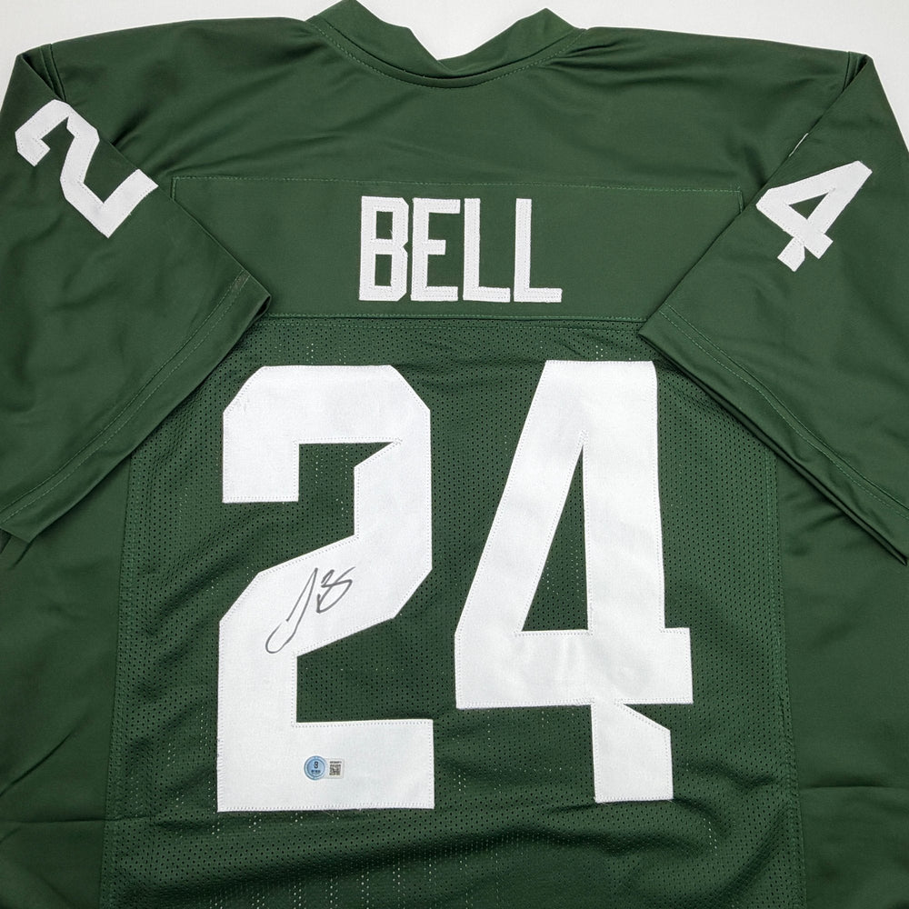 Autographed/Signed Le'Veon LeVeon Bell Michigan State Green College Football Jersey Beckett BAS COA