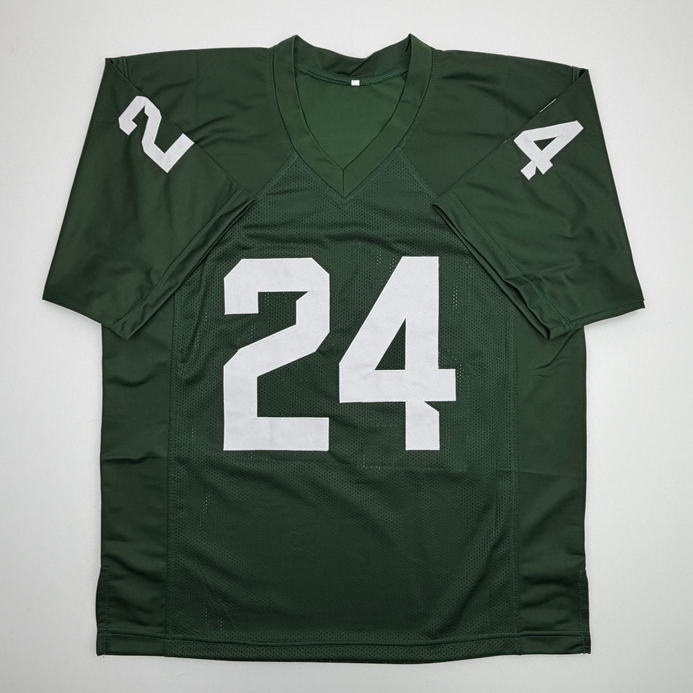 Autographed/Signed Le'Veon LeVeon Bell Michigan State Green College Football Jersey Beckett BAS COA