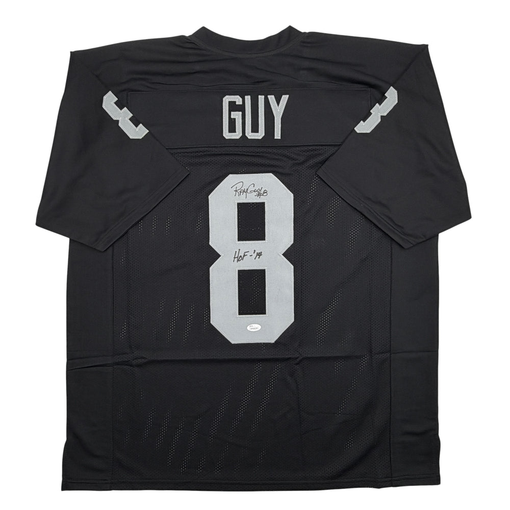 Autographed/Signed Ray Guy HOF 14 Oakland Las Vegas Black Football Jersey JSA COA
