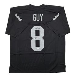 Autographed/Signed Ray Guy HOF 14 Oakland Las Vegas Black Football Jersey JSA COA
