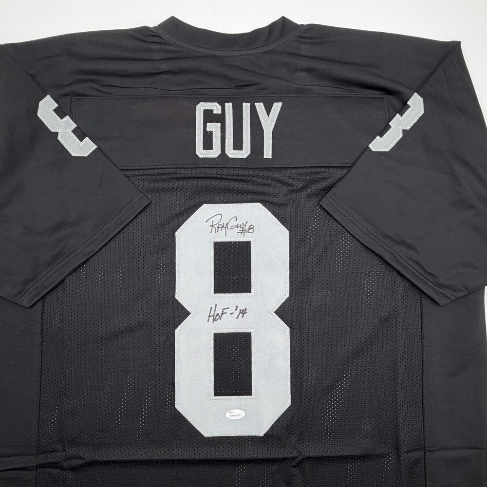 Autographed/Signed Ray Guy HOF 14 Oakland Las Vegas Black Football Jersey JSA COA