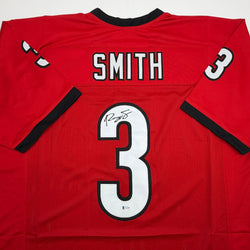 Autographed/Signed Roquan Smith Georgia Red College Football Jersey Beckett BAS COA