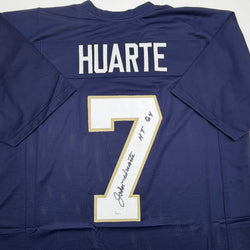 Autographed/Signed John Huarte HT 64 Notre Dame Blue College Football Jersey JSA COA