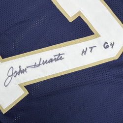 Autographed/Signed John Huarte HT 64 Notre Dame Blue College Football Jersey JSA COA