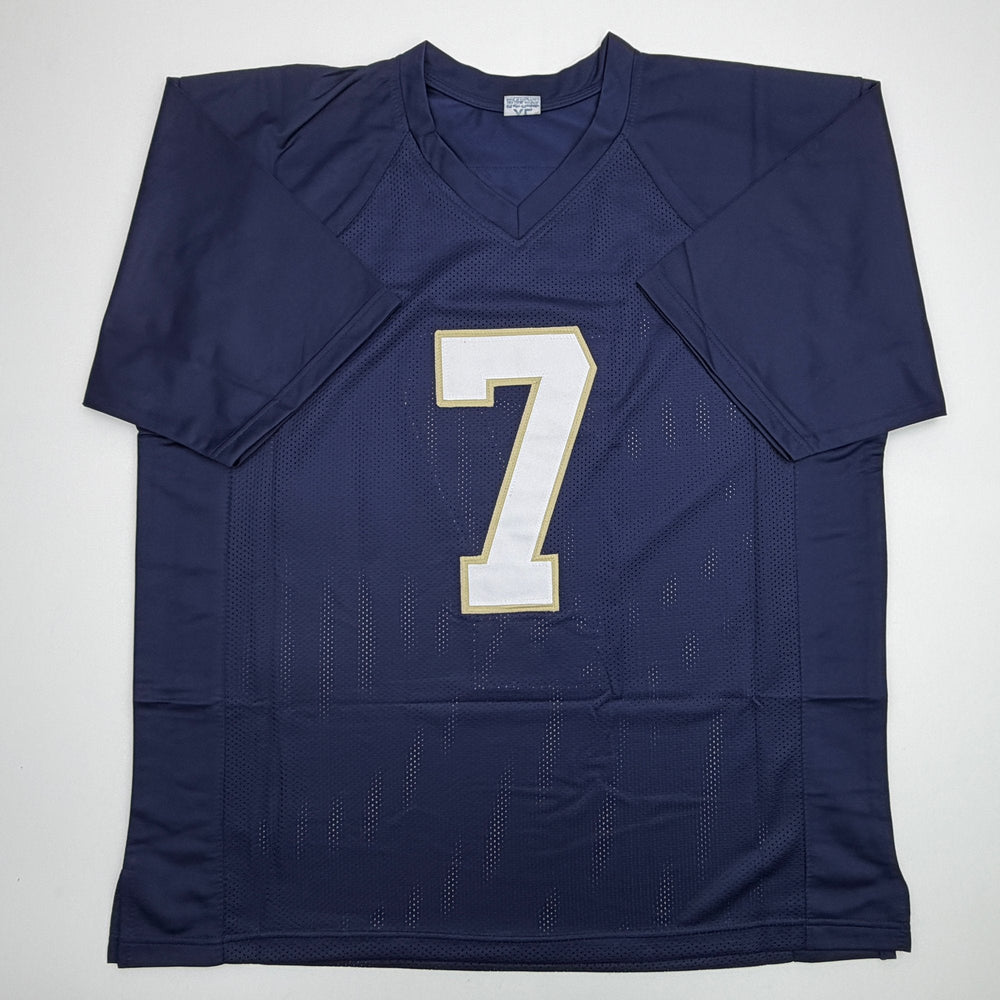 Autographed/Signed John Huarte HT 64 Notre Dame Blue College Football Jersey JSA COA