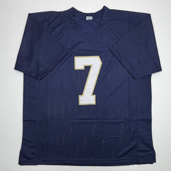 Autographed/Signed John Huarte HT 64 Notre Dame Blue College Football Jersey JSA COA