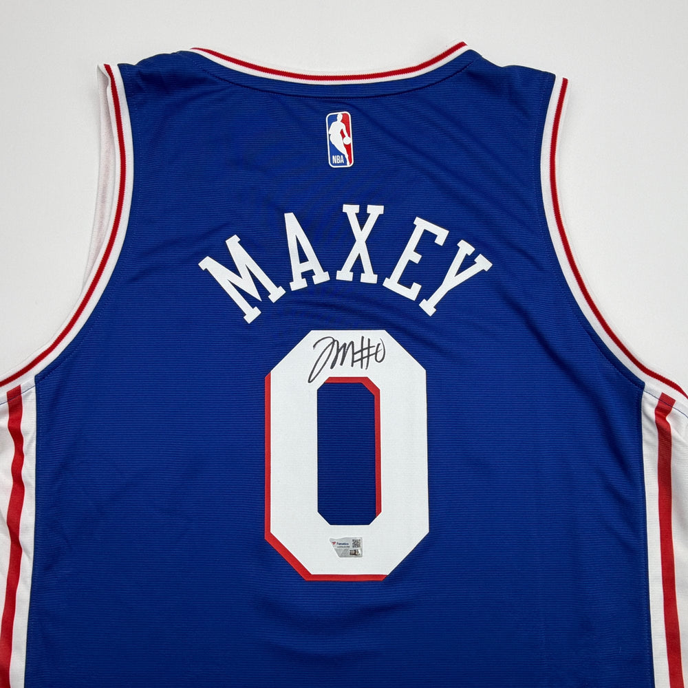 Autographed/Signed Tyrese Maxey Philadelphia 76ers Sixers Blue Authentic Basketball Jersey Fanatics COA