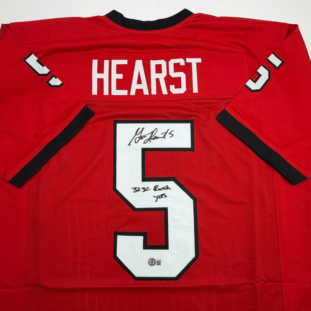 Autographed/Signed Garrison Hearst 3232 Yards Georgia Red College Football Jersey Beckett BAS COA