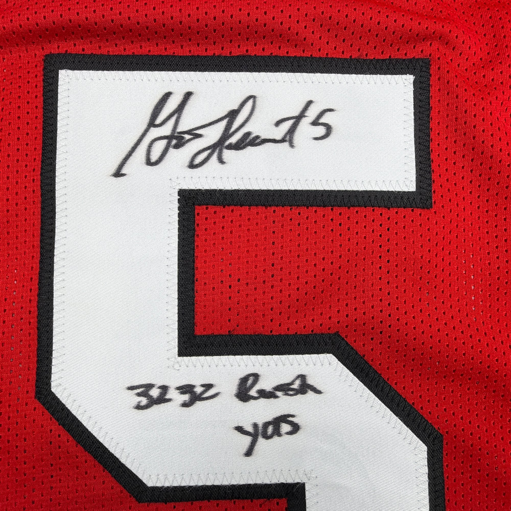 Autographed/Signed Garrison Hearst 3232 Yards Georgia Red College Football Jersey Beckett BAS COA