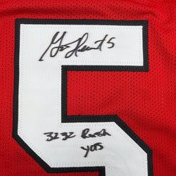 Autographed/Signed Garrison Hearst 3232 Yards Georgia Red College Football Jersey Beckett BAS COA