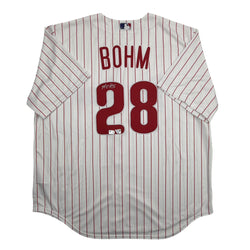 Autographed/Signed Alec Bohm Philadelphia Phillies Pinstripe Authentic Baseball Jersey Fanatics & MLB COA