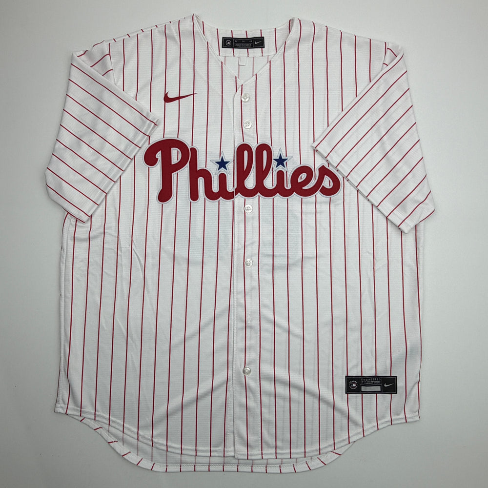Autographed/Signed Alec Bohm Philadelphia Phillies Pinstripe Authentic Baseball Jersey Fanatics & MLB COA
