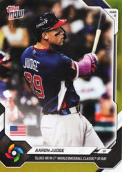 2026 Topps Now World Baseball Classic Aaron Judge #WB8 Gold Foil /50 Slugs HR in 1st World Baseball Classic At-Bat Team USA Baseball Card