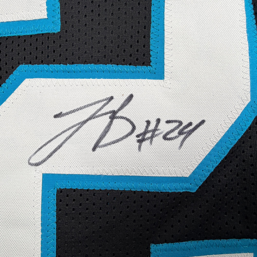 Autographed/Signed Jonathon Brooks Carolina Black Football Jersey JSA COA