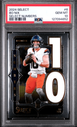 Graded 2024 Panini Select Bo Nix #6 Select Numbers Rookie RC Football Card PSA 10 Gem Mint