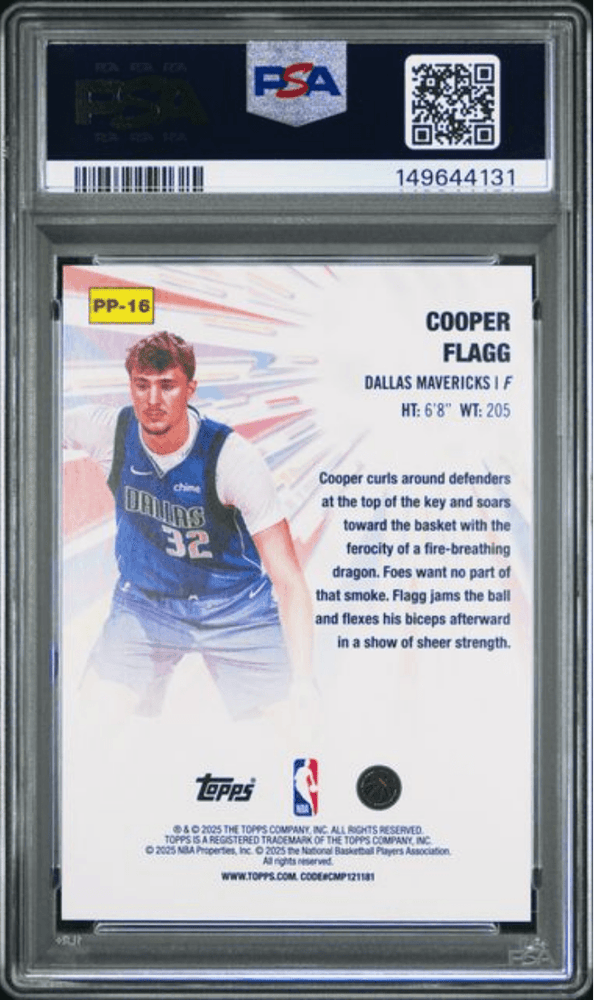 Graded 2025 Topps Cooper Flagg #PP16 Power Players Rookie RC Basketball Card PSA 10 Gem Mint