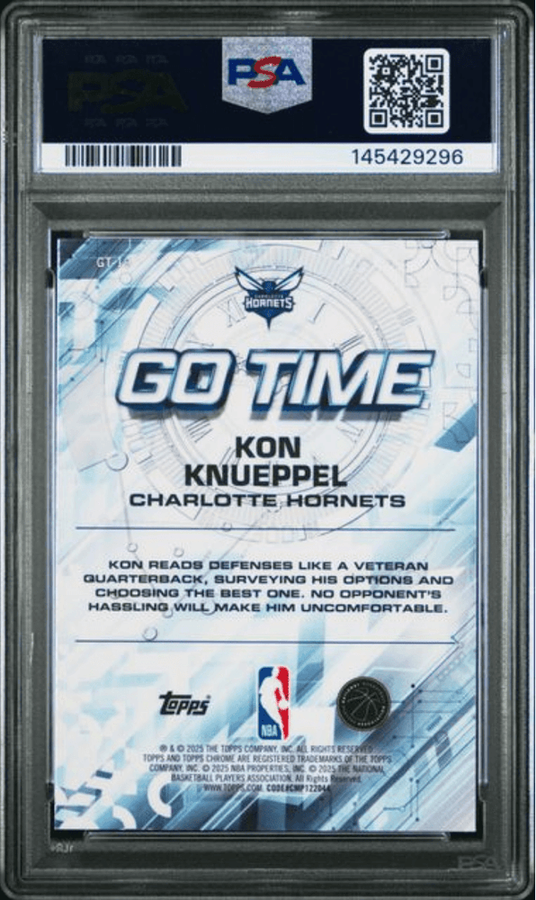 Graded 2025 Topps Chrome Kon Knueppel #GT19 Go Time Rookie RC Basketball Card PSA 10 Gem Mint
