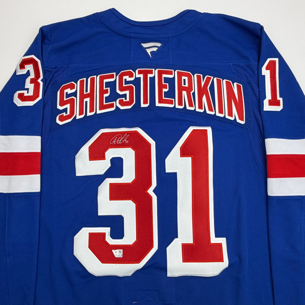 Autographed/Signed Igor Shesterkin New York Rangers Blue Authentic Hockey Jersey Fanatics COA