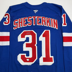 Autographed/Signed Igor Shesterkin New York Rangers Blue Authentic Hockey Jersey Fanatics COA