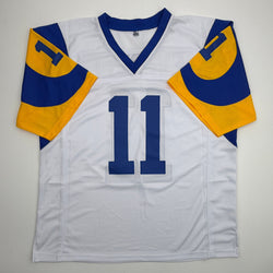 Autographed/Signed Jim Everett Los Angeles LA White Football Jersey JSA COA