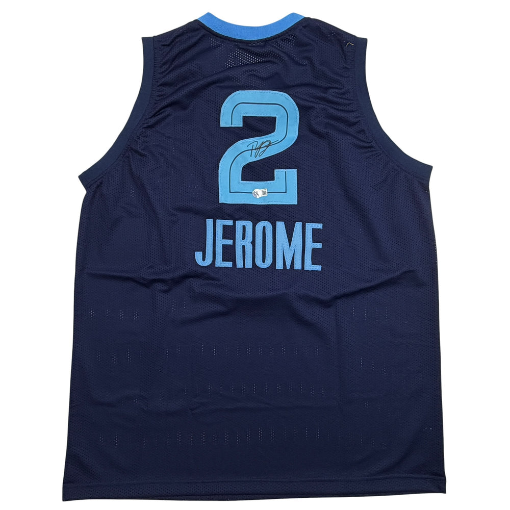 Autographed/Signed Ty Jerome Memphis Navy Blue Basketball Jersey Beckett BAS COA