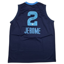 Autographed/Signed Ty Jerome Memphis Navy Blue Basketball Jersey Beckett BAS COA