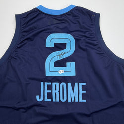 Autographed/Signed Ty Jerome Memphis Navy Blue Basketball Jersey Beckett BAS COA
