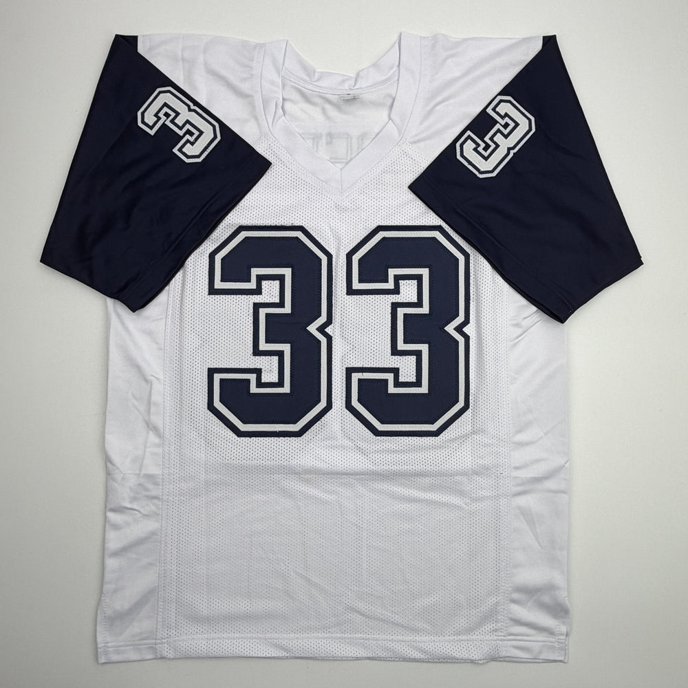 Autographed/Signed Tony Dorsett Dallas White Color Rush Football Jersey JSA COA