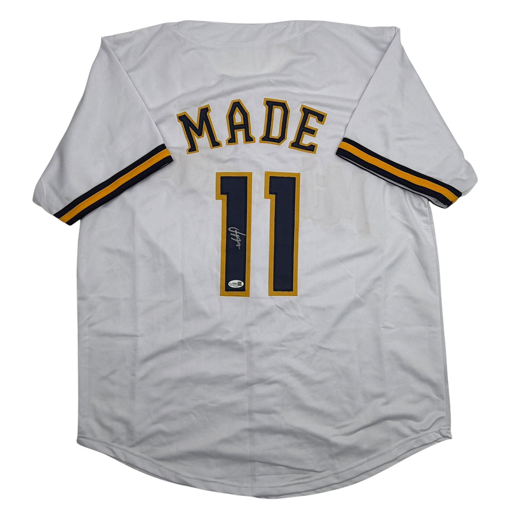 Autographed/Signed Jesus Made Milwaukee White Baseball Jersey JSA COA