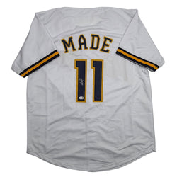 Autographed/Signed Jesus Made Milwaukee White Baseball Jersey JSA COA