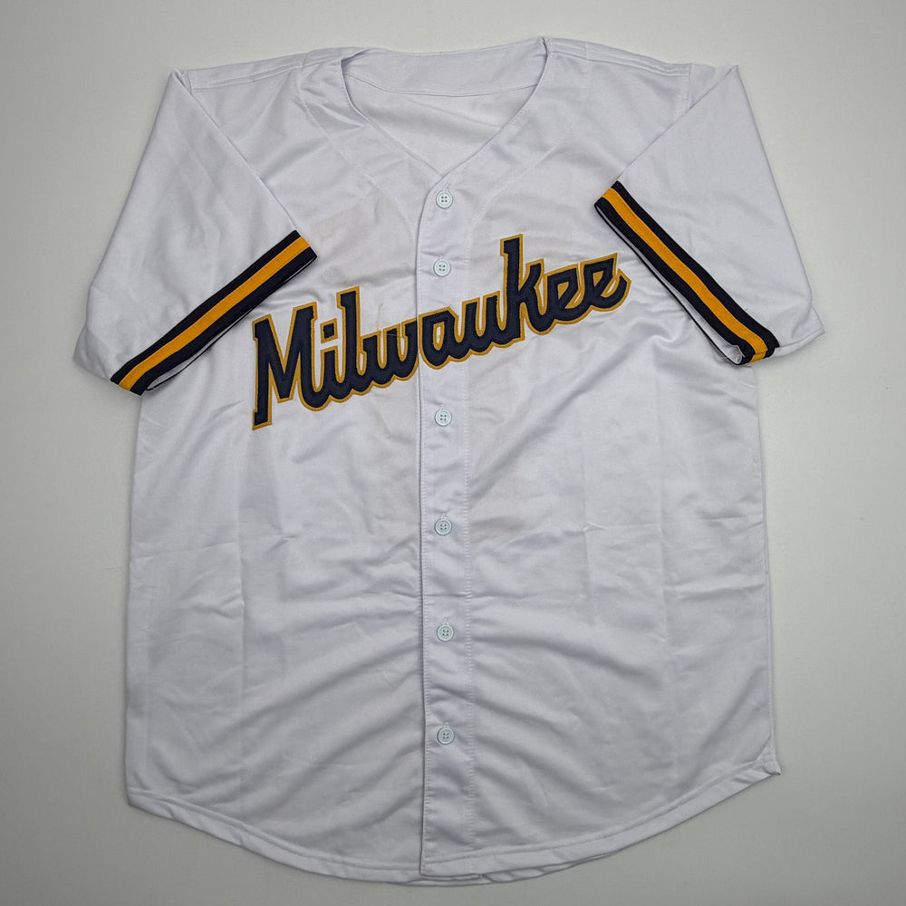 Autographed/Signed Jesus Made Milwaukee White Baseball Jersey JSA COA