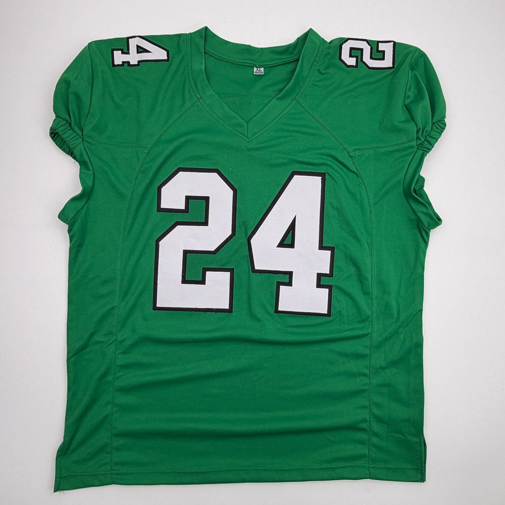 Autographed/Signed Andrew Mukuba Philadelphia Kelly Green Pro Cut Football Jersey JSA COA