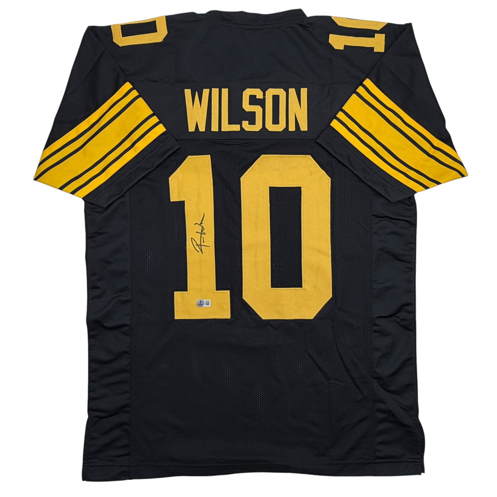 Autographed/Signed Roman Wilson Pittsburgh Black Color Rush Football Jersey Beckett BAS COA