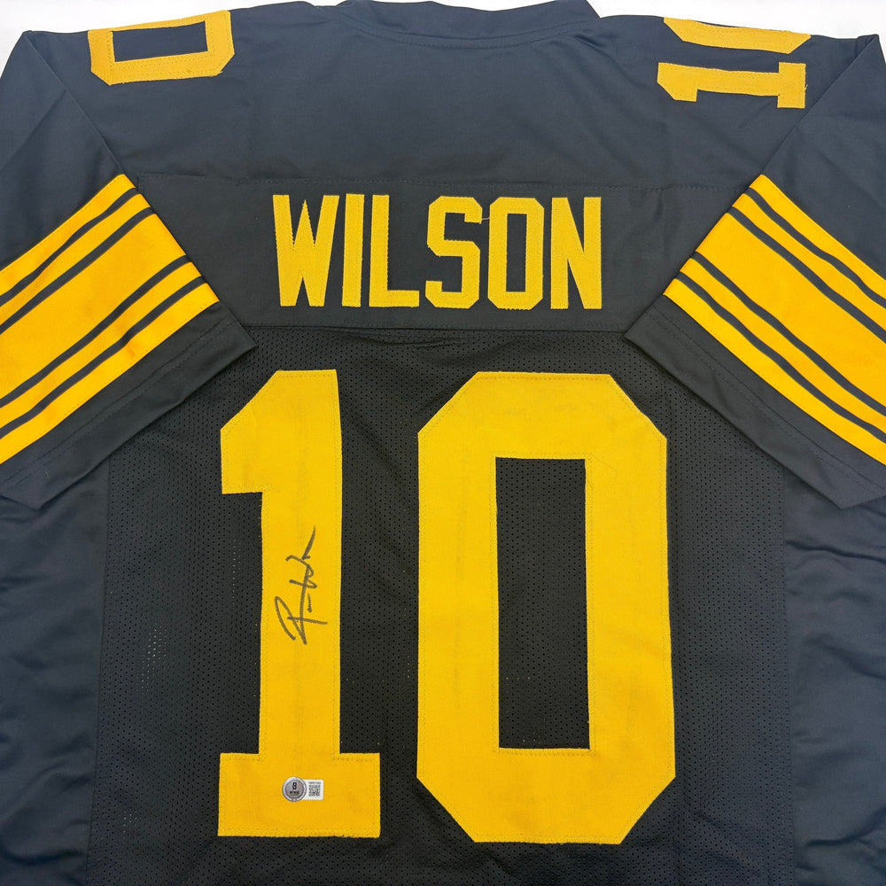 Autographed/Signed Roman Wilson Pittsburgh Black Color Rush Football Jersey Beckett BAS COA