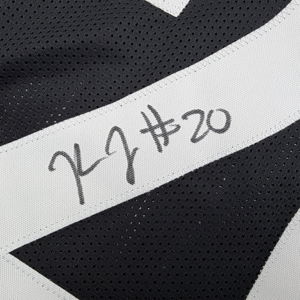 Autographed/Signed Kaleb Johnson Pittsburgh Black Football Jersey Beckett BAS COA