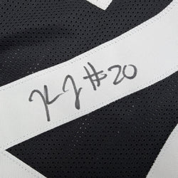 Autographed/Signed Kaleb Johnson Pittsburgh Black Football Jersey Beckett BAS COA