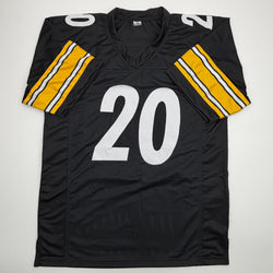 Autographed/Signed Kaleb Johnson Pittsburgh Black Football Jersey Beckett BAS COA
