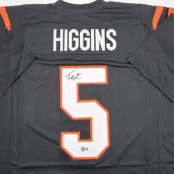 Autographed/Signed Tee Higgins Cincinnati Black Football Jersey Beckett BAS COA