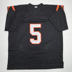 Autographed/Signed Tee Higgins Cincinnati Black Football Jersey Beckett BAS COA