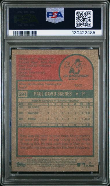 Graded 2024 Topps Heritage Paul Skenes #594 Rookie RC Baseball Card PSA 10 Gem Mint