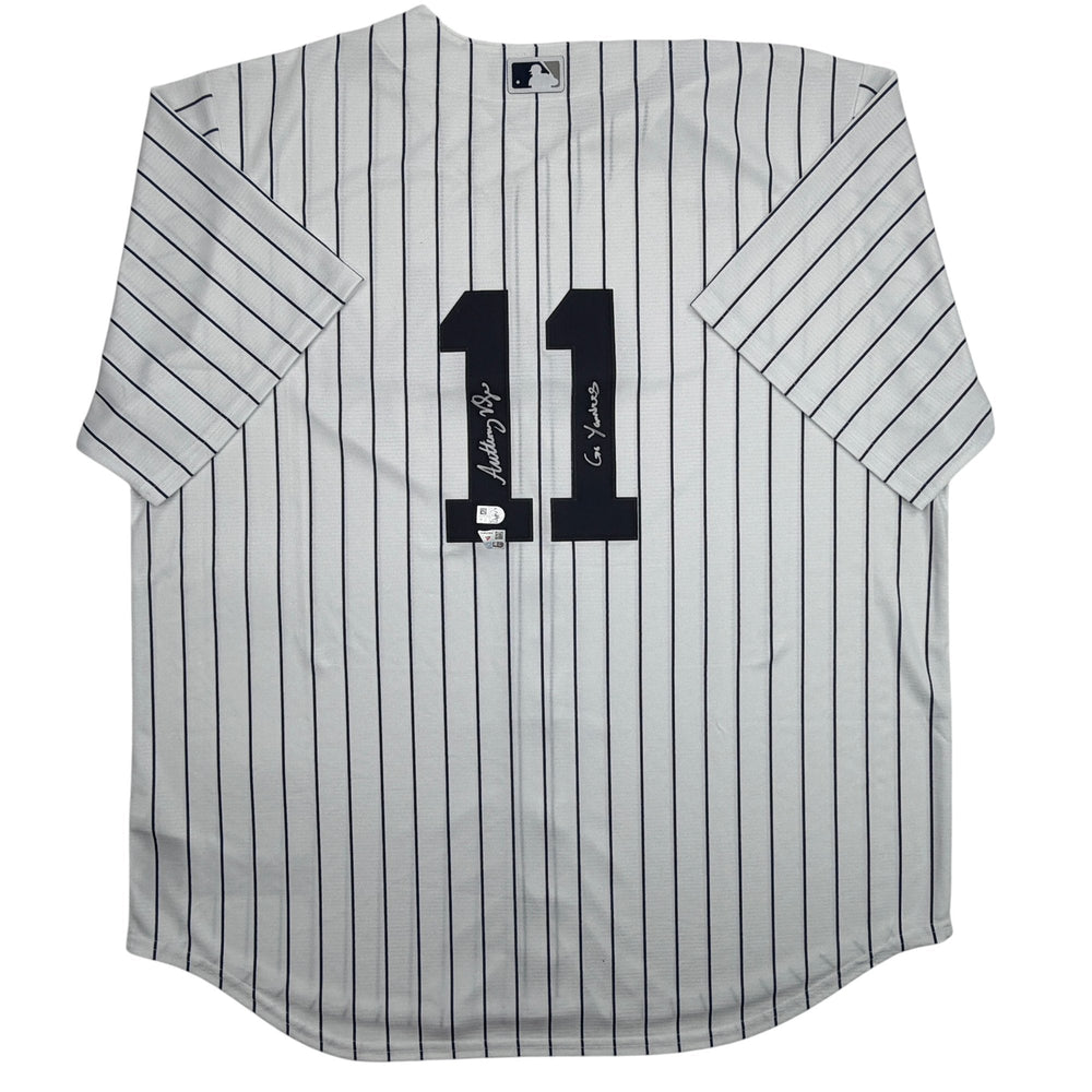 Autographed/Signed Anthony Volpe New York Yankees Pinstripe Authentic Baseball Jersey Fanatics & MLB COA