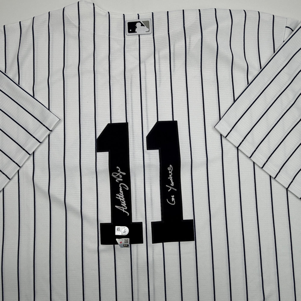 Autographed/Signed Anthony Volpe New York Yankees Pinstripe Authentic Baseball Jersey Fanatics & MLB COA