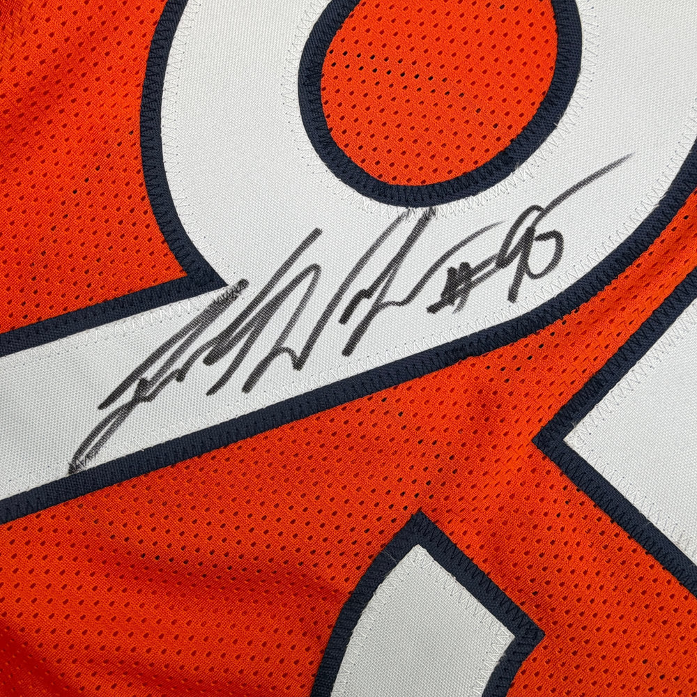 Autographed/Signed Derek Wolfe Denver Orange Pro Cut Football Jersey Beckett BAS COA