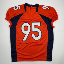 Autographed/Signed Derek Wolfe Denver Orange Pro Cut Football Jersey Beckett BAS COA