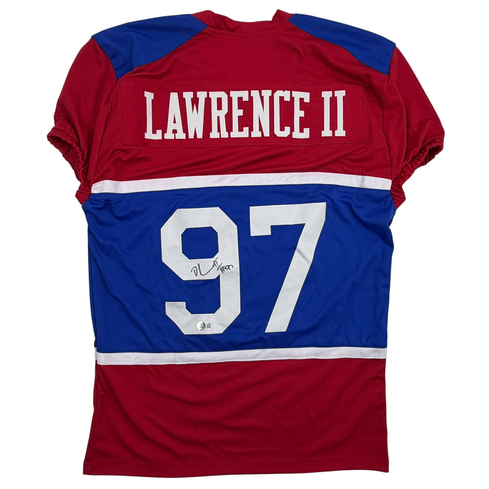 Autographed/Signed Dexter Lawrence II New York Retro Century Red Pro Cut Football Jersey Beckett BAS COA